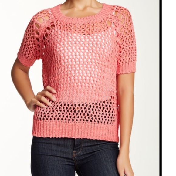 catherine malandrino pink open knit sweater - Picture 1 of 4